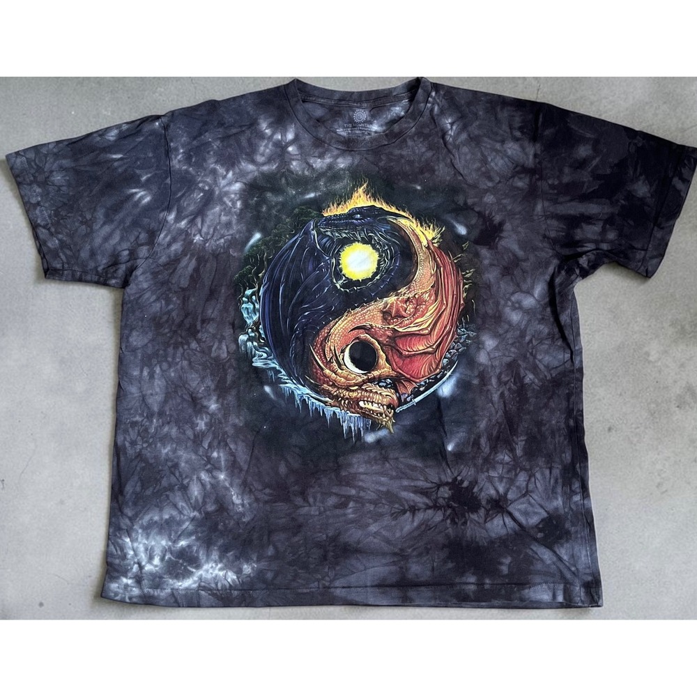 The Mountain Yin Yang Dragons Tie Dye T-Shirt Mens XL E Beard Fantasy Graphic